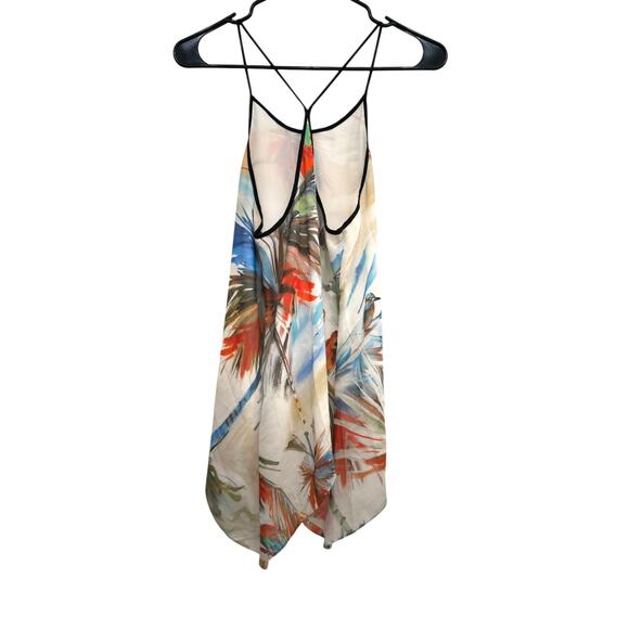 Milly Bird Parrot Print Silk Blend Tank Top Lined Size 2 Flowy Sexy Tropical - Picture 6 of 6